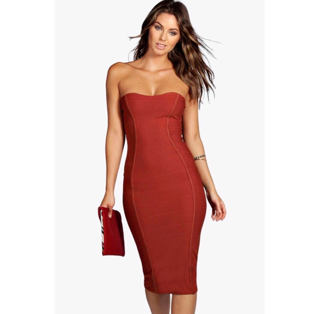Bandeau Bandage Midi Bodycon Dress